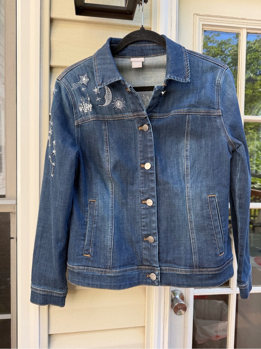 NWOT Chico’s Embellished Celestial Denim Jacket Sz Chico's 0 / Regular 4/6 - Picture 9 of 9